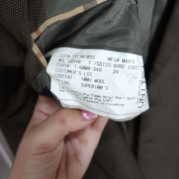 Burberry Mens Blazer Brown Wool Academia Suit Jacket USA Academia Vintage Sz 44L - Picture 10 of 14